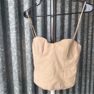 M Officer Beige Lace Trim Bustier Top Size 2
